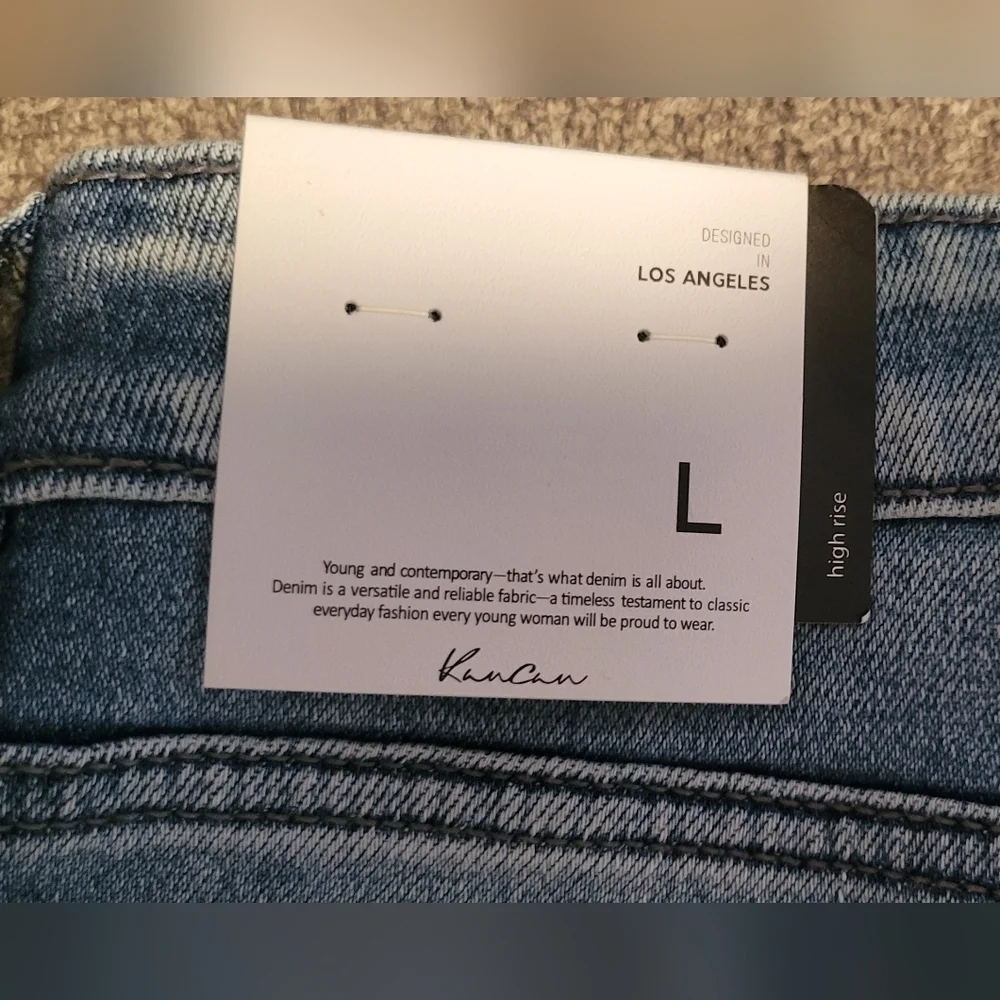 Women's Blue Denim Shorts - Picture 3 of 6